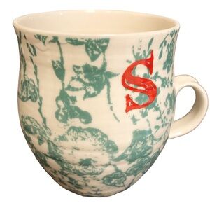 Anthropologie Homegrown “s” Monogram‎ Initial Floral Mug